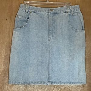Light blue faded denim midi skirt retro early 2000s